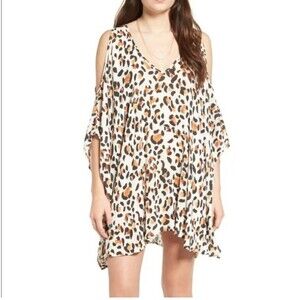 Show Me Your Mumu Leopard Cold Shoulder Bathing Coverup Size Small Resort Cruise
